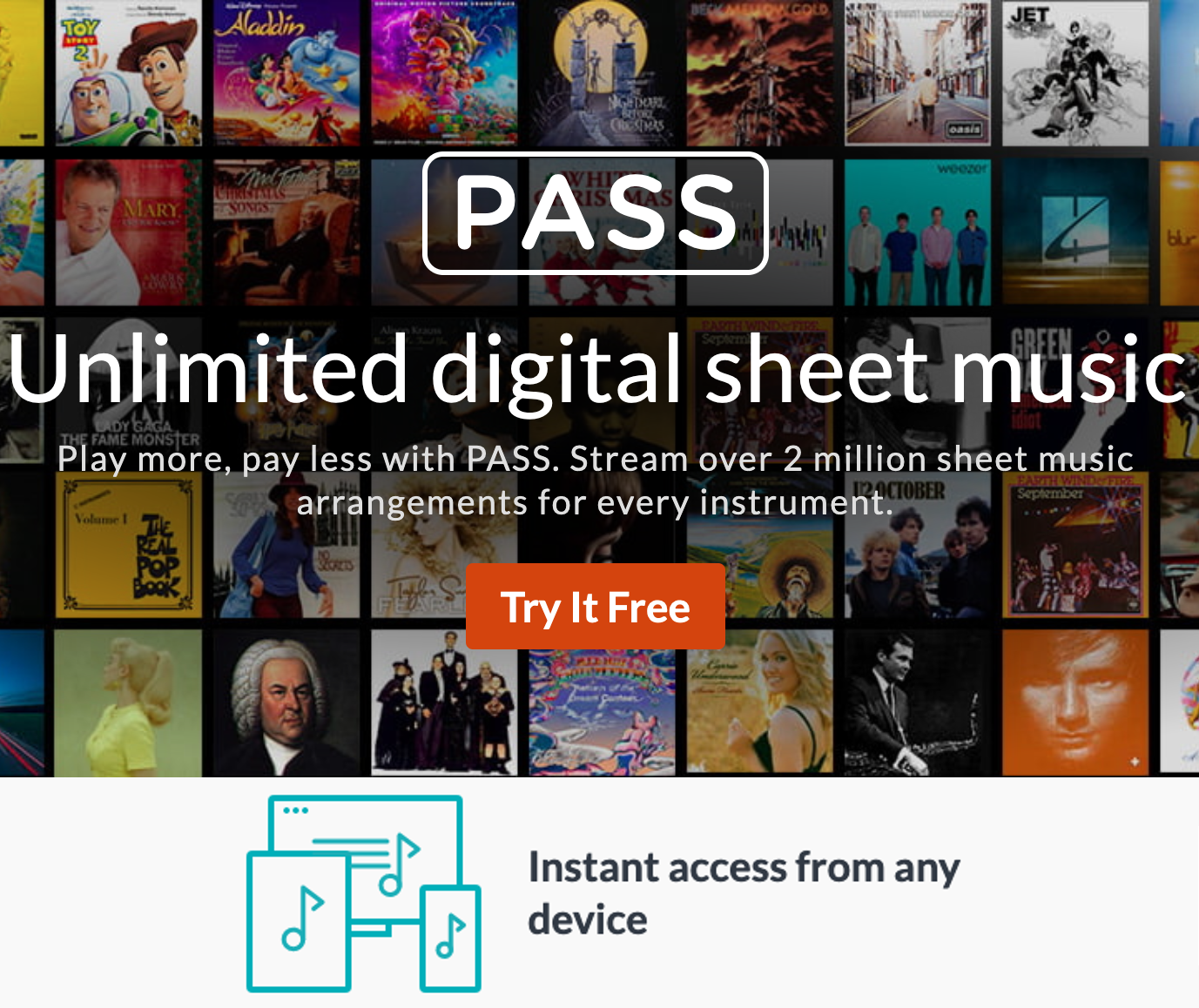 sheet music plus pass